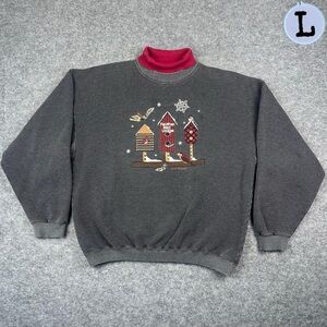 Vintage 90’s Feather Bed Lodge Birdhouse Turtleneck Sweatshirt